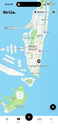 Strila map — workout spots around Miami Beach